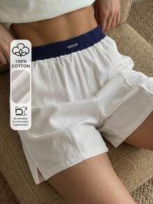 DAZY Women's Colorblock Casual Daily Home Shorts Fall - White - View 1