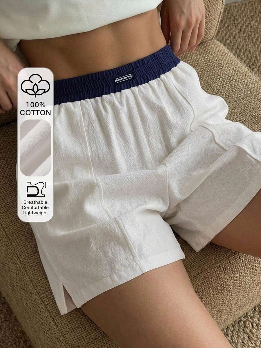 DAZY Women's Colorblock Casual Daily Home Shorts Fall - White - View 1