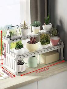 1PC Double Layer Windowsill Succulent Plant Shelf Floor Standing Indoor Storage Rack Multi Tier Desktop Display For Office Home Decor - White - View 4