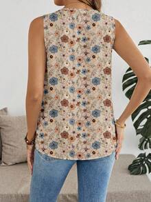 EMERY ROSE Camisa sin mangas con cuello en V talla grande, adecuada para el verano - Multicolor - Ver 2