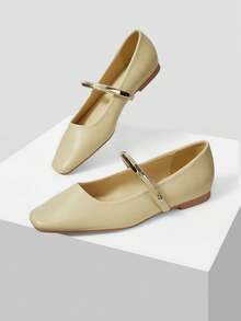 MOTF PREMIUM Zapatos planos de mujer de metal versátiles y elegantes para ir al trabajo, para Navidad - Amarillo claro. - Ver 10