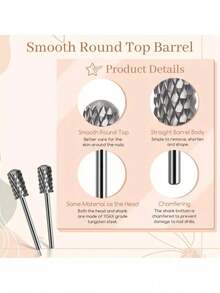1PC 3 32 Smooth Top Large Rounded Carbide Nail Drill Bit Tungsten Manicure Bit For Nail Drill Hard Gel Acrylic Removal Professional Nail Tool For Salon Home Use For Adults - Multicolor - View 6