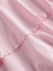 SHEIN EZwear Bộ đồ gồm 2 món màu hồng nhạt và xám đen, kiểu dáng thường ngày, thích hợp cho người có thân hình mũm mĩm, thích hợp cho mùa xuân/hè. - Màu Hồng baby - Xem 9