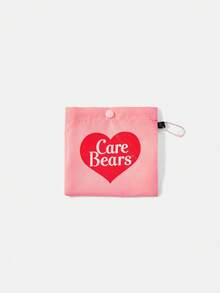 SHEIN X Care Bears 1件時尚輕便可折疊印花圖案托特包，購物袋，便攜式單肩包，卡片收納袋，適用旅行與購物等 - 條紋 - 查看 6