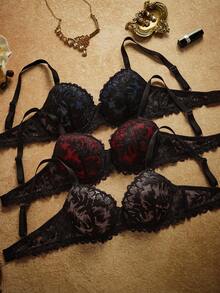 PinupPomp 3pcs Sexy Lace Patchwork Women's Lingerie Set - Multicolor - View 3