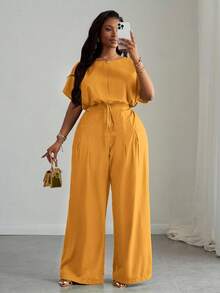 Slaydiva Koleksi Terbaru Musim Semi/Panas: Atasan Crop Top dan Celana Panjang Lebar dengan Saku, Warna Hijau, Elegan untuk Perjalanan, Pesta, Klub, dan Aktivitas Luar Ruangan - A - Mustard Yellow - View 8