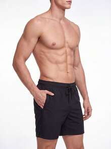 Manfinity KASUA Men Zip Pocket Drawstring Waist Swim Trunks - Black - View 3