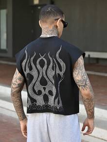 Devon Thys Men's Knitted Fashionable Casual Loose Sleeveless Tank Top - Black - View 3