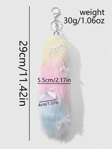 ROMWE Kawaii 1 pièce Porte-clés et porte-clés minimaliste, délicat et de haute qualité avec queue blanche et moelleuse. Accessoire polyvalent convenant aux femmes, excellent cadeau - Multicolore-4 - Voir 3