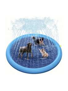 Pvc Thickened Anti Slip Water Spray Mat Waterproof Foldable Wear Resistant Large Size Lawn Backyard Splash Pad Summer Outdoor Water Play Toy For Pets Durable Portable Leisure Gear - Blue - View 2