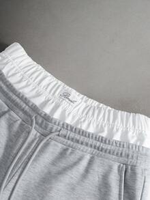 PAVTROS Pantalones de chándal casuales para hombre con cintura elástica y cordón, pierna recta - Gris - Ver 4