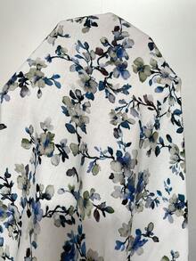 EMERY ROSE 大尺碼女款休閒優雅度假花卉印花短袖上衣，夏季穿搭，度假穿搭女款，碎花襯衫白色夏季 - 彩色 - 查看 9