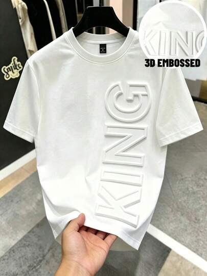 Aesthetic Post Men's Casual Solid Color Crew Neck Letter Graphic T-Shirt
