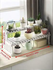 1PC Double Layer Windowsill Succulent Plant Shelf Floor Standing Indoor Storage Rack Multi Tier Desktop Display For Office Home Decor - White - View 5