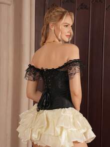 Myrelith Đồ định hình gợi cảm nữ phối ren đính xương - màu đen - Xem 2