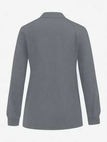 TaskEZ Chaqueta de uniforme de enfermería de unicolor con mangas raglán largas y cierre de cremallera - Gris - View 2