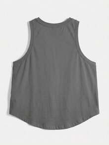 Tseoso Top tank unicolor bajo irregular - Gris Oscuro - Ver 2