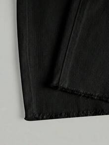 Selenza Plus Size Zipper Button Pocket Wide Leg Solid Color Minimalist Business Denim Jeans - Black - View 5