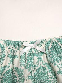SHEIN 青少年女孩純色吊帶上衣、抽繩腰短褲及開襟襯衫休閒日常套裝 - 綠色 - 查看 6