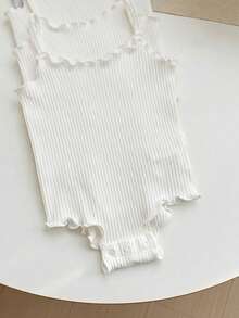 Newborn Baby Girl Summer Cute Casual Knit Solid Color Camisole Camisole 6pcs Set - White - View 5