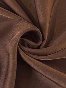 Cravure Plus Size Women's Satin & Contrast Lace Spaghetti Strap Cinched Waist Elegant Formal Dress - Brown - View 4