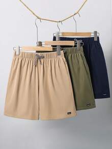 SHEIN 3 Pcs Teen Boy Loose Casual Woven Net Color Casual Simple Basic Versatile Solid Color Sports Workwear Shorts Multi-Color Multi Piece Set, Buy One And Get Two Free, Get Three Suitable For Spring And Summer Seasons - Multicolor - View 6