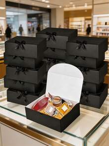 15pcs Gift Boxes With Lids, Black Gift Boxes, Bridesmaid Proposal Box With Ribbon, Kraft Paper Boxes For Wedding, Packaging, Present, Birthday, Party - black - View 2
