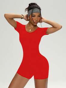 Slayform Seamless Women's Sports Jumpsuit - Red - View 7