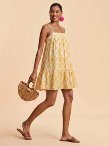 Travachic Women's Casual Vacation All-Over Print Spaghetti Strap Mini Dress - Multicolor - View 6