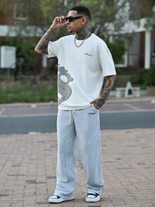 Devon Thys Men's Casual Street-Style Popular Ins Matching "Freespirit" Printed Long Sleeve T-Shirt And Pants Set, Suitable For Daily Wear, Home, Games, Outdoor Music Festivals, Outings, Hangouts With Friends, Gifts For Boyfriends/Husbands, Anniversary Gifts Men S 2 Pieces Set Men's 2 Pieces Outfits White Men's Lounge Set Men's Athletic Set Men's Casual Set - Multicolor - View 1