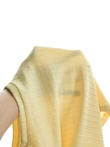 SHEIN LMoss Kids Camiseta de punto de unicolor con cuello redondo para niña joven - Amarillo - Ver 3