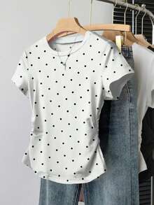Resyla Women's Round Neck Short Sleeve Casual Versatile T-Shirt - Multicolor - View 4