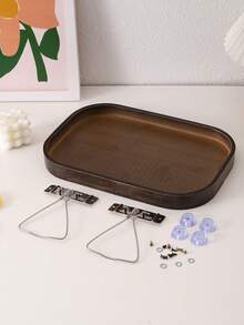 Multi-Purpose Bamboo Sofa Tray For Remote Control, Snacks And Beverages Storage, Household Bamboo Storage Tray - Brown - View 5