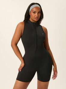 Levarali Women Plus Size Sports Jumpsuits - Black - View 4