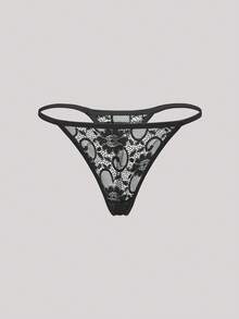 Hourtrue 3pcs/Set Women's Low Waist Sexy Lace Thong Panties, Floral Pattern Sexy Lingerie - Multicolor - View 8