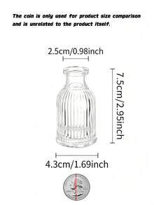 1/6Pcs Small Clear Glass Bud Vase, Mini Ribbed Decorative Bottle, Ideal For Single Flower, Dried Floral, Wedding Favors & Tabletop Home Decor - Roman Columns - View 3