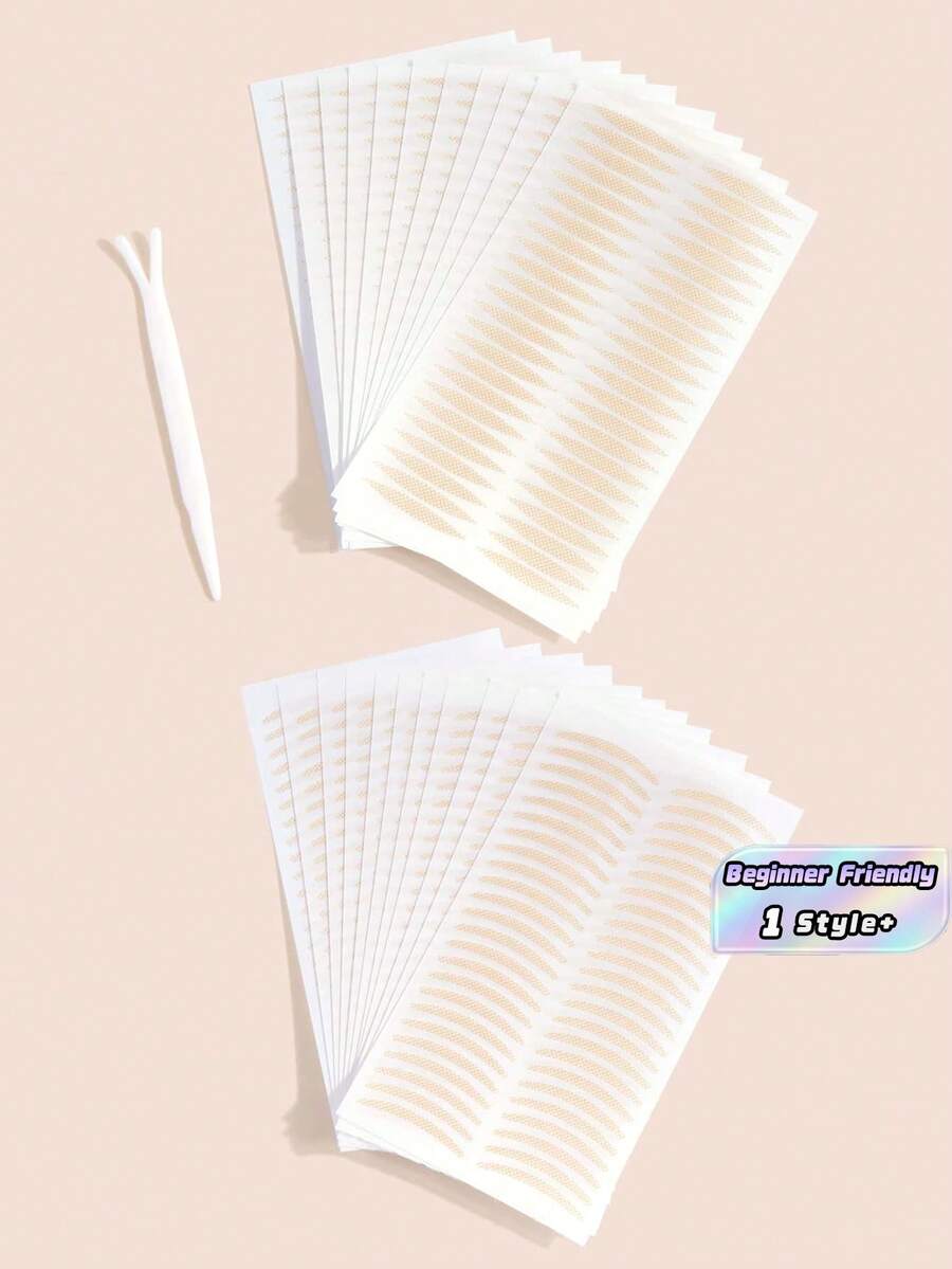 1Set Invisible Natural Double Eyelid Tape Olive Crescent With Y Fork No Trace Waterproof Sweatproof Makeup Artist Daily Party - Beige - View 1