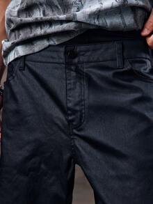 Skyrend Men's Casual Versatile Simple Solid Color Jeansemo - Black - View 7