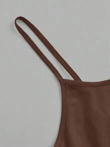 SHEIN BASICS 女款大尺碼修身休閒百搭細肩帶背心上衣夏季 - 彩色 - 查看 10