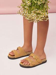 SHEIN Mini mi 女童双带软垫凉拖 - 駝色 - 查看 2