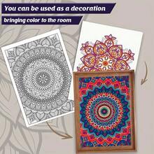Mandala Pattern Adult Coloring Book, Spiral Bound Adult Mandala Coloring Book, A4 Size (11.42 X 8.27 Inches), Single-Sided Printed Pages With Cardboard, Suitable For Women And Men, Adult Coloring Book For Relaxation - Single Piece - View 5