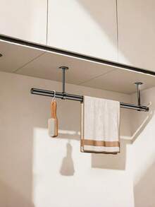 1PC Thickened Stainless Steel Household Drying Rack, Rust-Proof And Windproof Clothes Hanger, Wardrobe Storage Rod, Garment Hanging Device, Multi-Function Towel Bar, Bathroom & Balcony Multi-Purpose Clothes Storage Rack - A - View 4