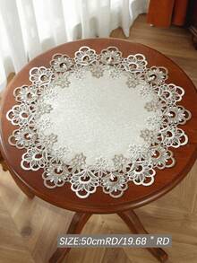 Cirelle 1pc Vintage Lace Round Tablecloth, Elegant Embroidered Hollow Out Table Mat, Polyester Table Cover For Dining Room, Kitchen, Party And Home Decor - Multicolor - View 12