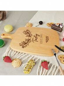 Customized Handmade Wooden Pizza Serving Board & Pizza Peel Set, Engraved Pizza Cutter, Baking Accessories, Perfect Gift For Pizza Lovers, Birthday, Housewarming, Christmas, Father's Day - Apricot - View 4