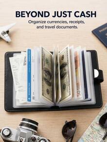 Haus Hana Password Lock Savings Book Storage Bag, Round Buckle Password Lock Mirror Savings Book, Magnetic Buckle Savings Book, Cash Savings Book, Can Hold Cash Storage Bag, Savings Clip, Money Book, Storage Book, Can Hold Banknotes, Commemorative Banknotes - Multicolor - View 6