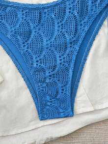 Swim Chiccia 26SS Spring/Summer Vacation Beach Textured Fabric Green Underwire Push-Up Swimsuit Two Pieces Set - Blue - View 2