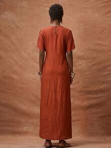 Zivah 2026 Spring Summer New Thanksgiving Jamaican Tropical European Party Wedding Birthday Student Wear Daily Street All-Match Round Neck Cap Sleeve Dress - Brown - View 4