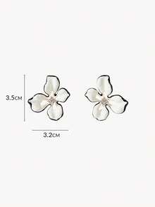 Opalesca 18k Gold-Plated Flower Drop Glaze Earrings Temperament Versatile Earrings,Premium/Elegant/Classy/Dailywear/Minimalist,Pearl/Crystal,For Mom/Women/Girl/Mother,Engagement/Wedding/Promise,Summer/Beach/Prom/Party/Holiday/Vacation,Fairycore/Mermaid Core - White - View 8