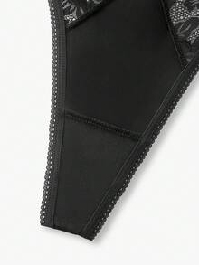 Bisouelle Contrast Lace G-String Sexy Lingerie - Black - View 5