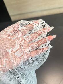 Bijouette Zan Sakura 櫻花季限量版大尺碼白色蕾絲繫帶包臀裙，寬鬆修身版型，精緻提花蕾絲面料，透視設計，蕾絲滾邊裙襬，可調節側綁帶，收腹遮臀，顯瘦效果，適合梨形與蘋果型身材，不勒身，5月初夏季防曬疊穿，日系簡約性感風，通勤、約會、旅行、賞花、黃金週出遊，大尺碼女款百搭顯瘦裙，女款白色裙子 - 白色 - 查看 6